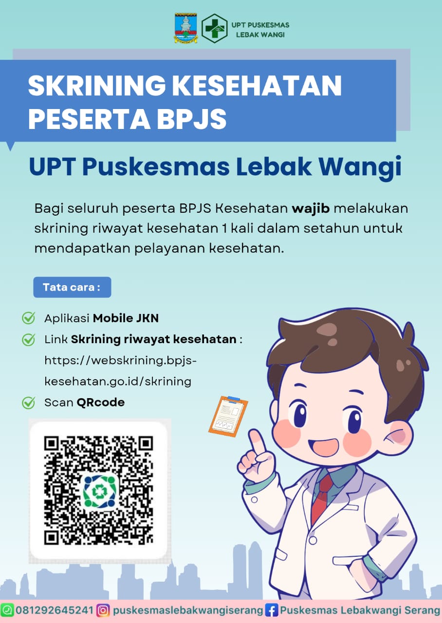 AYO CEK KONDISI KESEHATANMU DENGAN SKRINING RIWAYAT KESEHATAN SECARA MANDIRI!